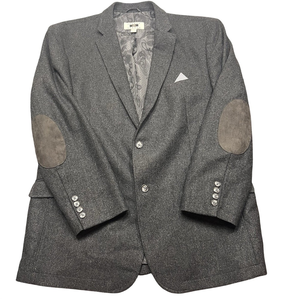 Joseph Abboud JOE Tweed Herringbone Blazer Jacket Mens Elbow Patches XXL 2XL 46